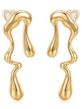 Womens Gold Studs Earrings, 14K Gold Plated Personality Big Stud